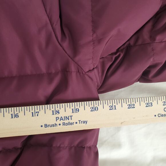 J.Jill Maroon Red Down Puffer Coat Small Hooded Snap Zip Knit Fleece Lined S - Picture 9 of 10